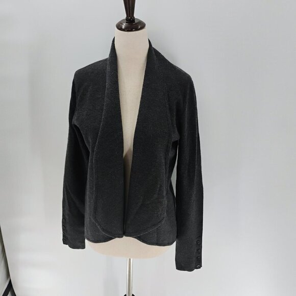 Loft Women's Gray Open Front Cardigan Sweater Size S merino wool blazer - Picture 7 of 13